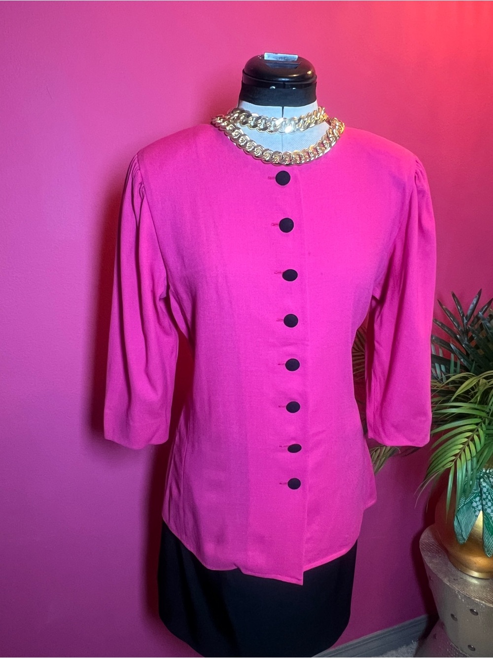 Yves Saint Laurent Vintage Hot Pink Button-Front Blouse